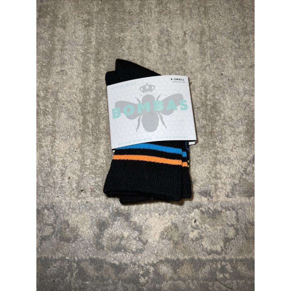 New 3 Pair Black Bombas XS‎ Age 3-7 Years Socks HoneyComb Crew Calf Youth